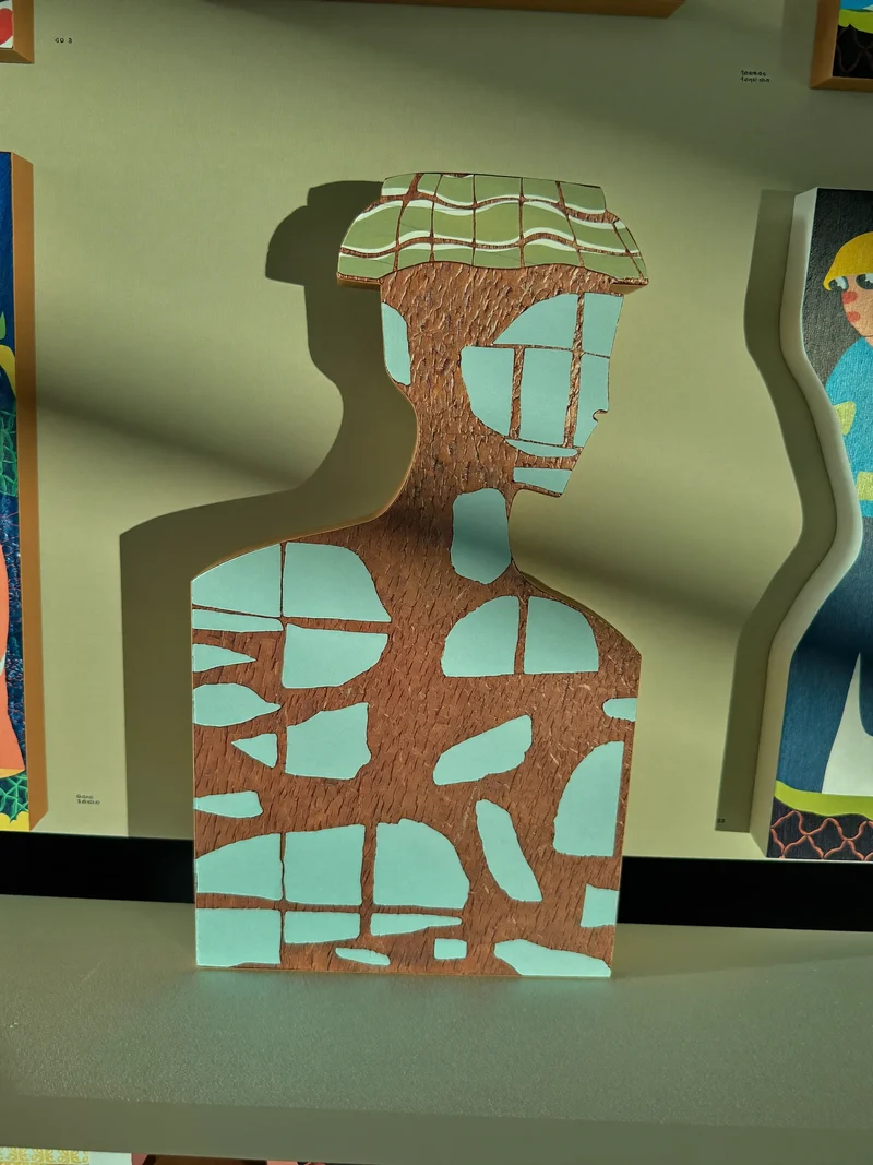 Illustration eines abstrakten Holzpuzzles mit weichen Formen